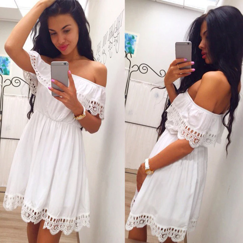 Летнее женское модное пляжное кружевное платье с вышивкой Vestidos 2018 сексуальное