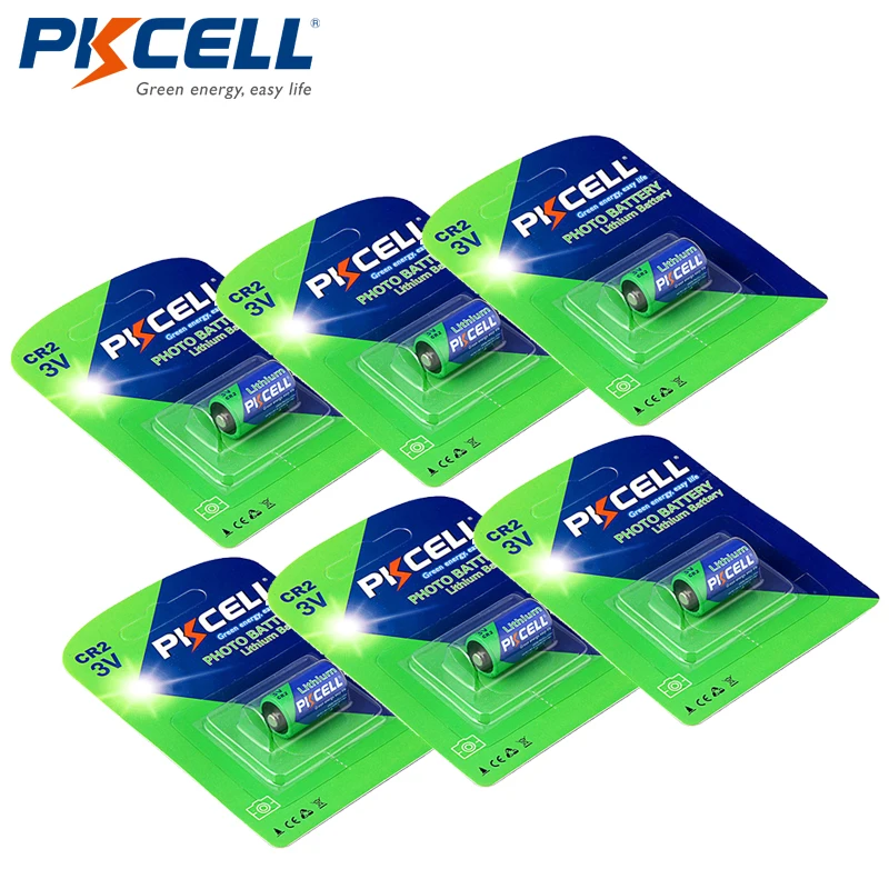 6 шт./лот PKCELL 3 V 850mAh CR2 Li MnO2 батарея CR15H270 вольт литиевая для светодиодного фонарика