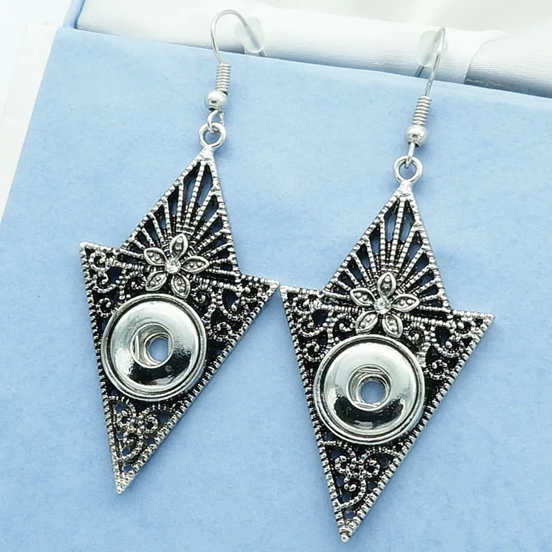 

Fashion Flower Pattern geometric Drop earrings snap earrings fit 12MM snap buttons jewelry JA0018