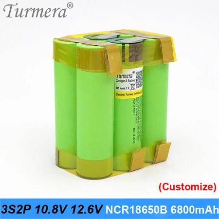 3S2P-12.6v-6800mah 18650 аккумулятор 3400 мАч ncr18650b 12,6 в 16,8 в 21 в аккумулятор для отвертки сварные полоски для пайки Настройка аккумулятора Turmera - Цвет: 3S2P-12.6v-6800mah