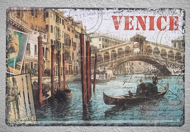 1 шт. Венеция любовь город Италия Рим Оловянная пластина знак настенные таблички