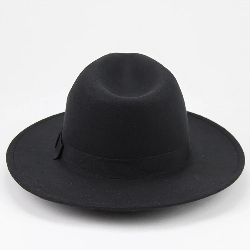 5 цветов Шерсть Панама Fedora для мужчин и женщин зимние широкие полями фетр церковный джаз шляпа лента элегантная мягкая фетровая шляпа черный красный Винтаж Горячая