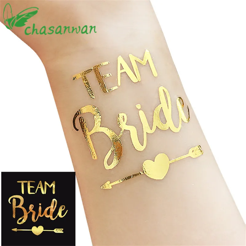 1 шт. золотые наклейки временные татуировки для команды невесты девичник