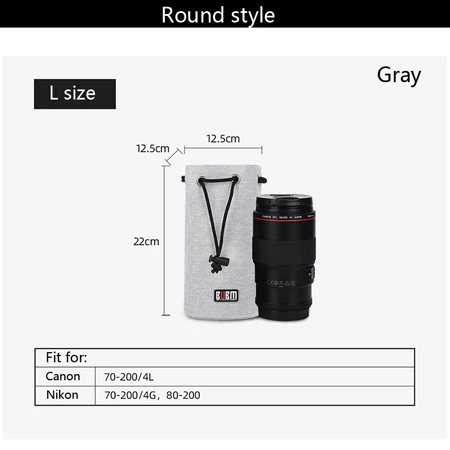 Round-L size-Gray Сумка BUBM для объектива камеры - Цвет: Round-L size-Gray