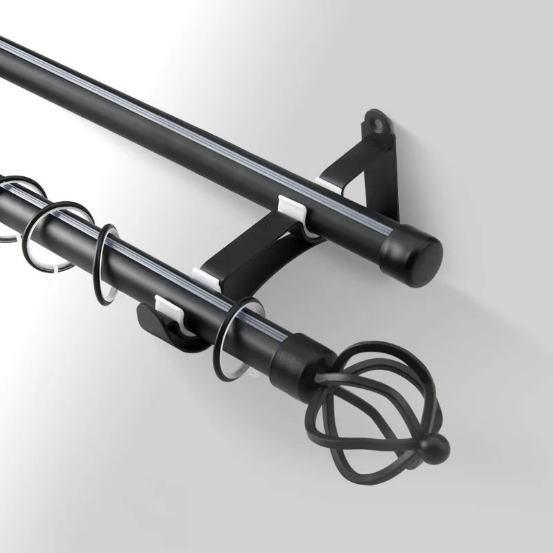 double rod 3 Алюминиевый сплав карниз Римский полюс Белый Черный карниз для занавесок для гостиной без ржавчины высокая твердость Аксессуары для штор - Цвет: double rod 3