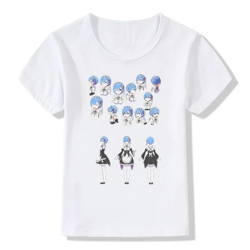 2018 для маленьких девочек принт Re:Zero REM футболка с персонажами из мультфильмов