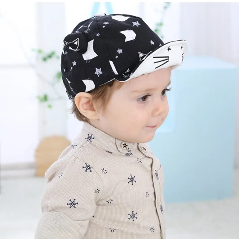 New Fashion Kid Baseball Cap Cotton Printed Infant Toddler Cartoon Ox Horn Hat Boy Girl Peaked Caps For 6-36 Months Baby | Аксессуары