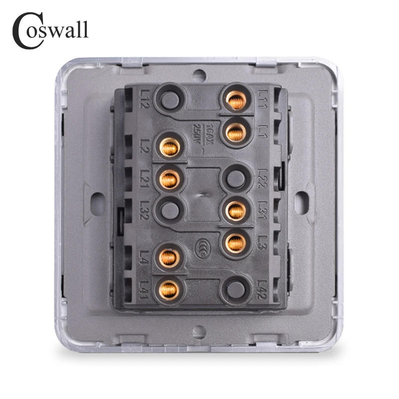 Настенный светильник Coswall светодиодный с акриловыми кристаллами|switch with led|4 gangpush