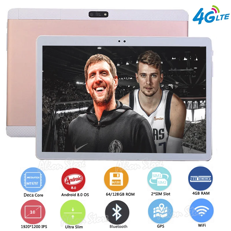 HD 1920*1200 ips Android 8,0 10 дюймов планшет 4 аппарат не привязан к оператору сотовой связи MT6797 Deca Core, размер экрана 4 Гб Оперативная память 128 Гб Встроенная память 8MP Wi-Fi gps планшеты 10,1+ подарки