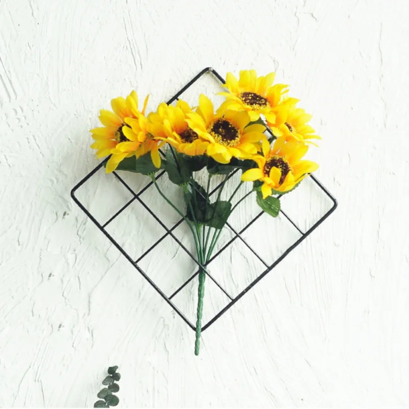 Nordic Style Spring Grass Living Room Wall Decoration Bedroom Pendant Green Plant Iron Grid Home Leaves | Дом и сад
