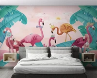 beibehang customized environmentally friendly nordic fresh tropical plants flamingo tv background papel de parede 3d wallpaper