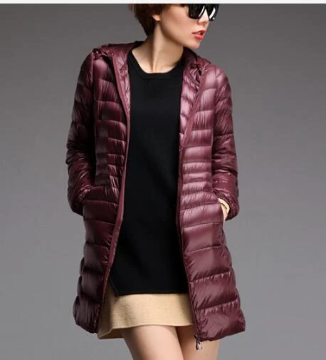 women down coat 2018 winter new jacket hooded duck goose ultra thin big size plus puffer windproof female girls outwear parka | Женская