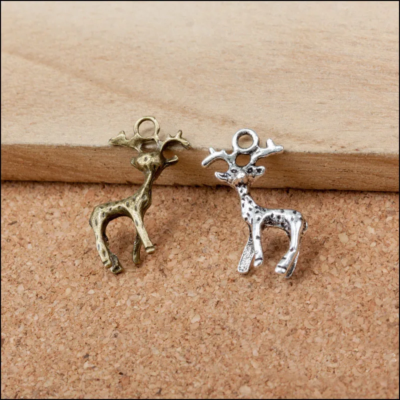 

2021 most popular 50 Pieces/Lot 20mm*11mm Antique Silver Color bronze Plated animal charms sika deer charm For Jewelry Making