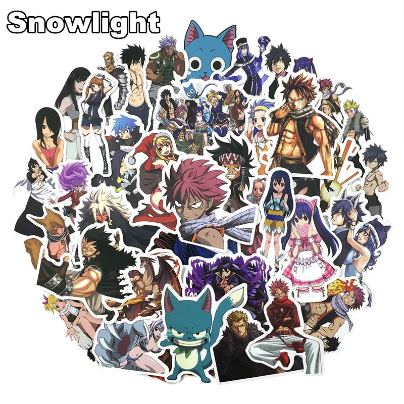 50 шт./лот, японское аниме, Fairy Tail ПВХ, водостойкая наклейка для мотоцикла, чемодана, ноутбука, скейтборда, багажа, ноутбука, скутера