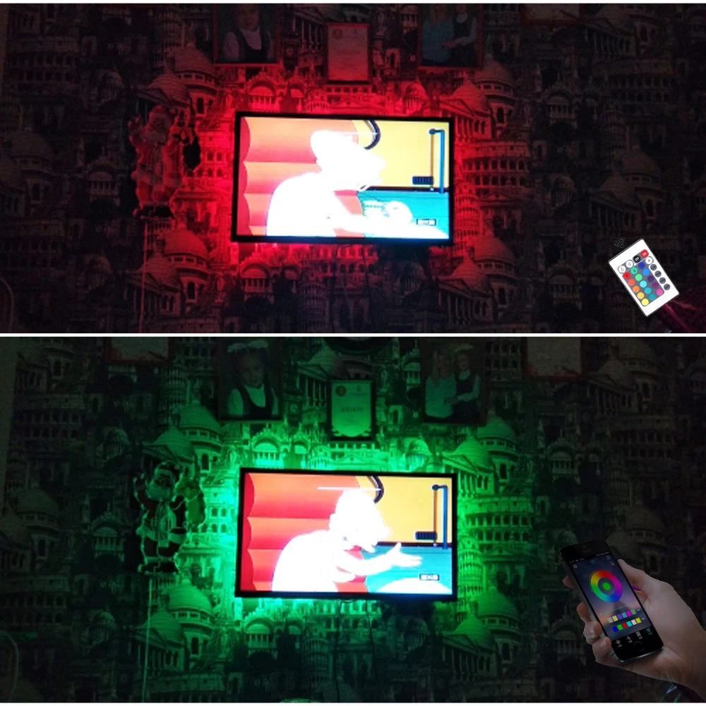 USB Светодиодные ленты Bluetooth SMD 5050 5V RGB Водонепроницаемый ТВ светильник Тира