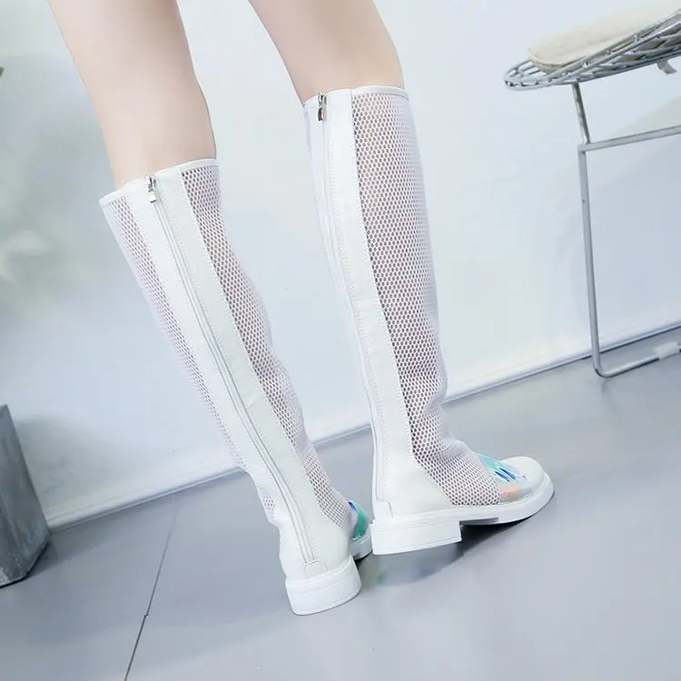 Летние женские ботинки; zapatillas mujer; теннисные сетчатые Сапоги выше колена на платформе; Botines Mujer; коллекция года; Женская дышащая обувь на плоской подошве в стиле хип-хоп