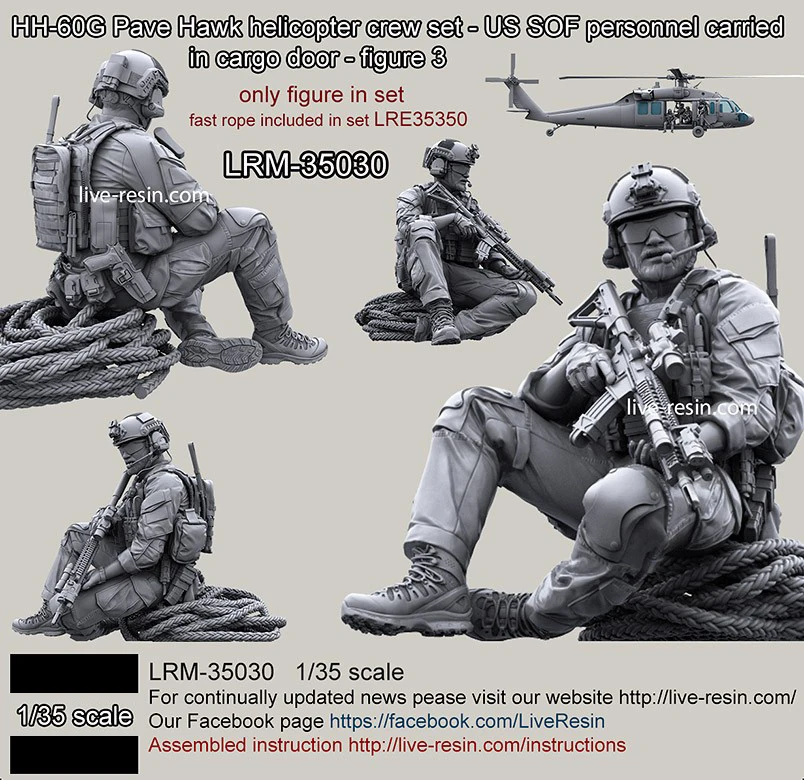 

1/35 Resin Figure Sitting Posture Of Modern Us Seals - 2 Resin Soldier Lrm-35030