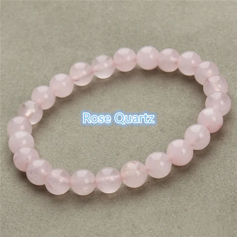 Rose Quartz Модные браслеты из натурального камня для женщин мужчин тигровые глаза Роза кварц аметист Агат бисера Йога браслеты Pulseira Masculina - Цвет камня: Rose Quartz