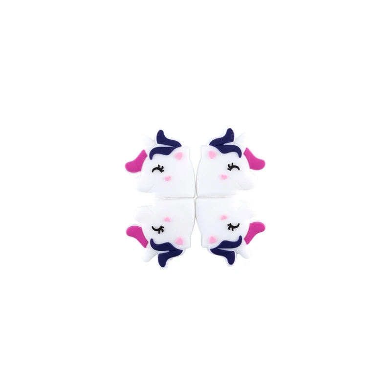 hot pink 5 шт./лот силиконовые бусины милый Единорог Силиконовые Прорезыватели из бисера аксессуары силиконовые грызуны DIY для ожерелья кулон Товары для малышей - Цвет: hot pink