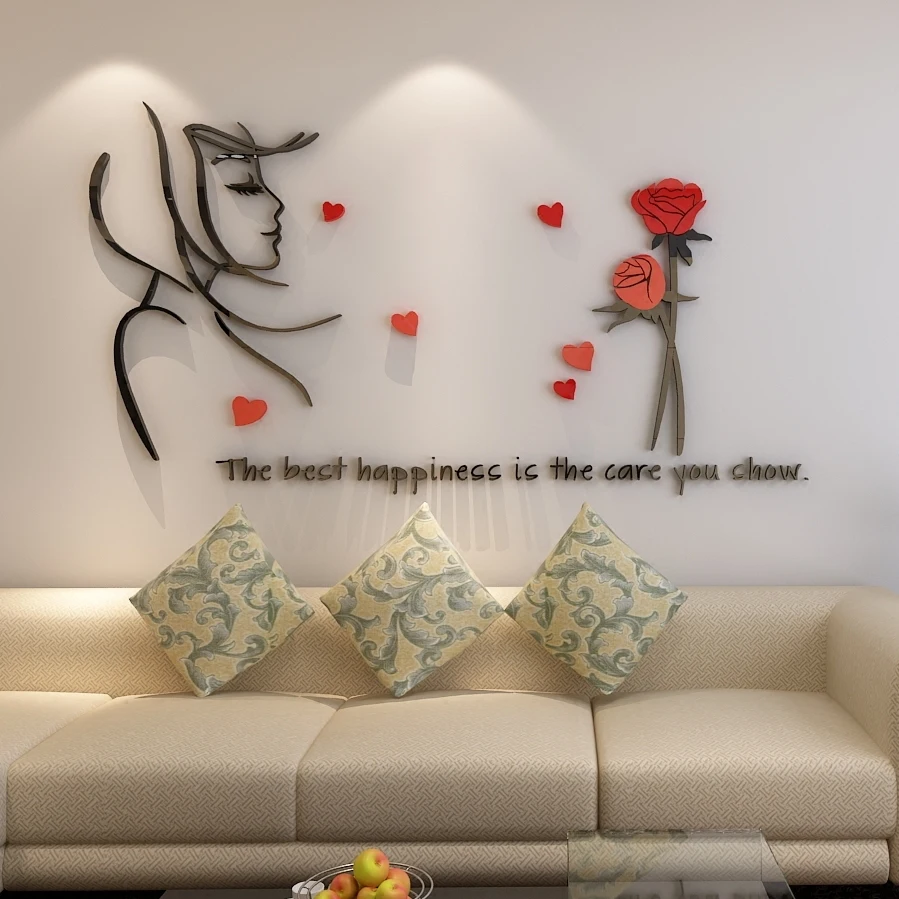 Новое поступление роза девушка акриловые 3D Хрустальные настенные наклейки