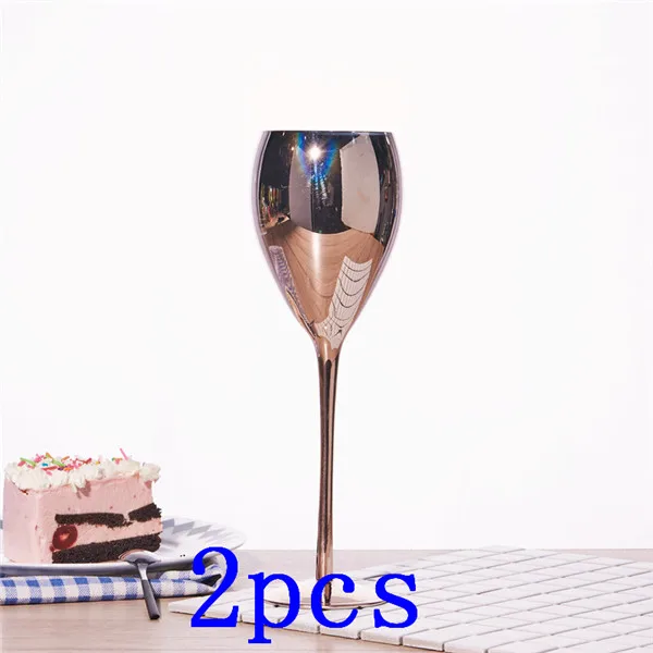 Crystal Goblets Wine Glass Rose Golden Juice Drink Champagne Goblet Party Barware Dinner Water Home Decor Chic Luxury 420ML - Цвет: 2 pcs