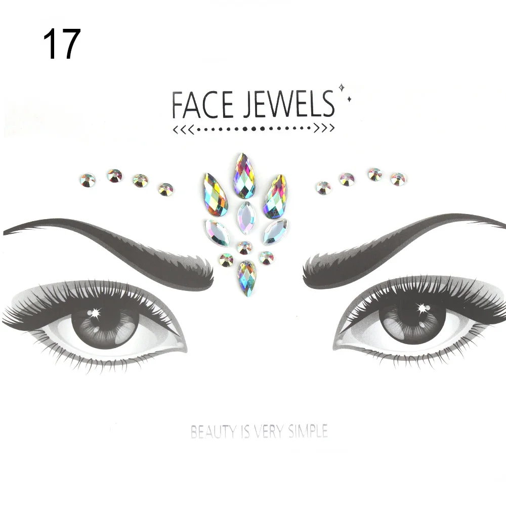 17 1 лист ylic Смола дрель палочка наклейка Bindi ручной работы в богемном этническом стиле украшения для лица и глаз лоб сценический Декор Наклейка - Цвет: 17