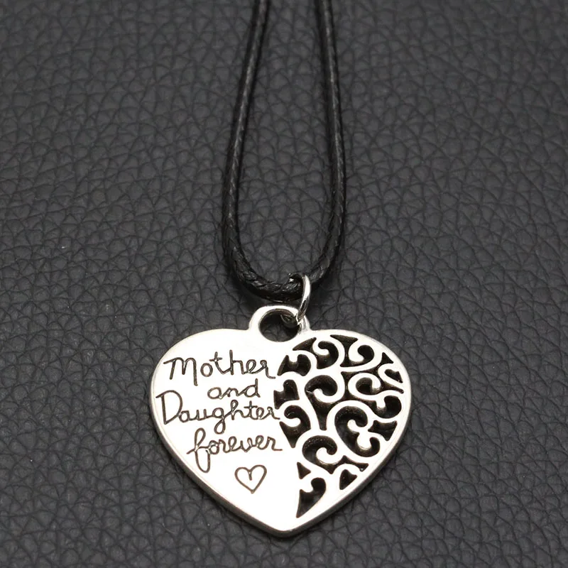 Первоначальное ожерелье для мамы и дочки с подвеской Forever Love кожаное модные