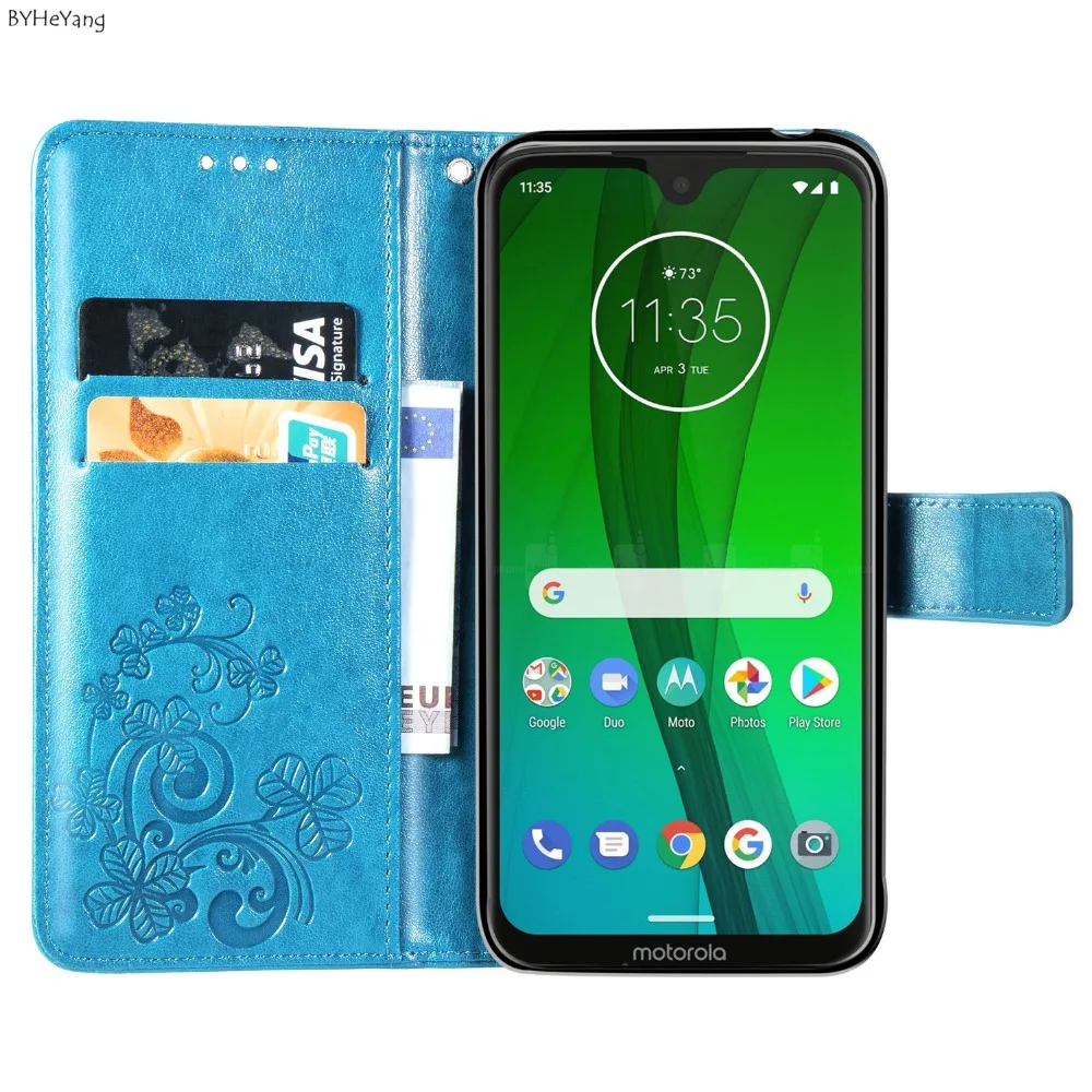 Чехол для Motorola MOTO G7 Power роскошный силиконовый и кожаный Ретро бумажник с
