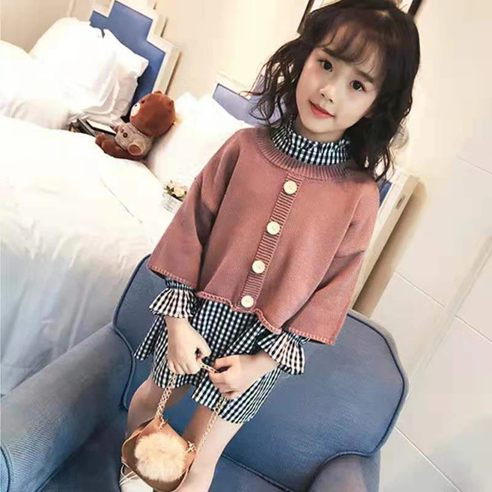 

2PCS Sweater+Dresses Suits Fashion New Toddler Kids Girl Clothes Spring Autumn Girls Clothing Set Age For 2 3 4 5 6 7 8 Year