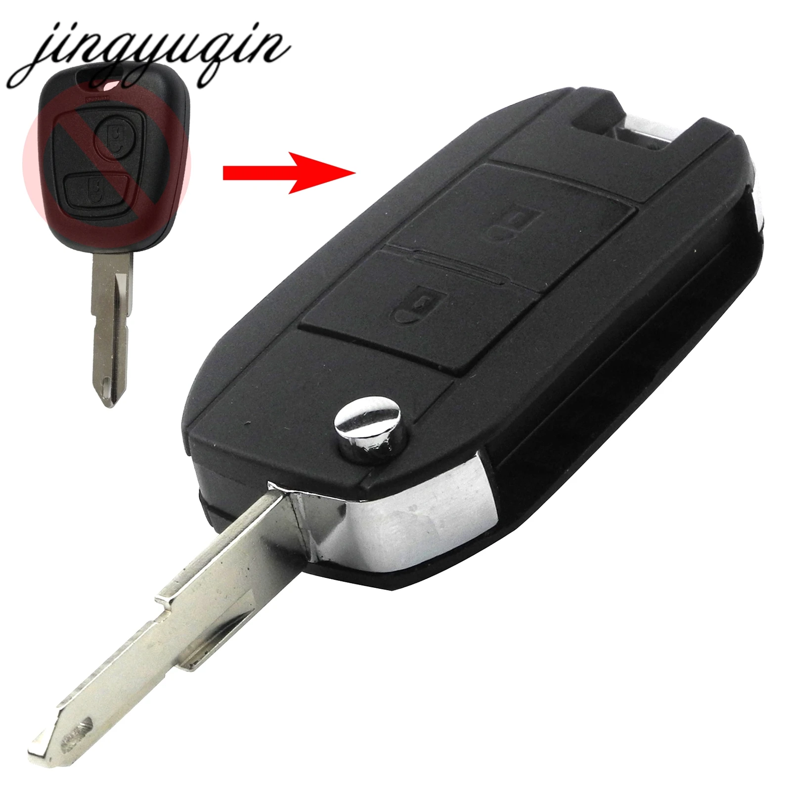 Jingyuqin модифицированный флип брелок для автомобиля Peugeot 206 207 Remote 2 чехол ключей с