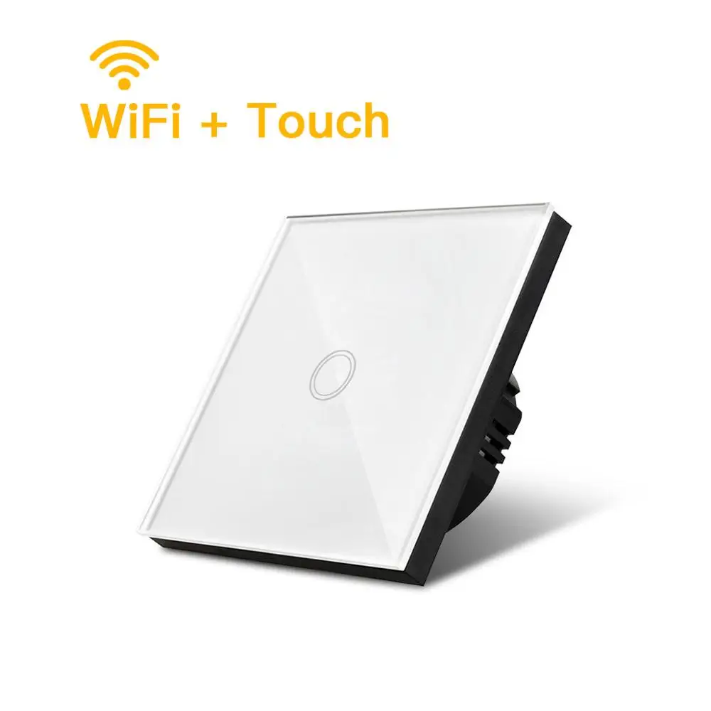 Wifi white 1 gang ЕС Стандартный 1/2/3 банды выключатель света 220 В Smart Touch/настенный Wi-Fi адаптер встраиваемые Стекло Панель Управление модуль Alexa/google home - Цвет: Wifi white 1 gang