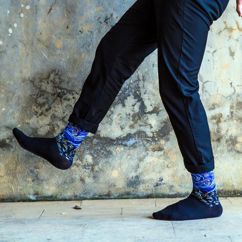Autumn new fashion trend in men breathable tube socks sweat deodorant crazy painting series male cotton | Тематическая одежда и