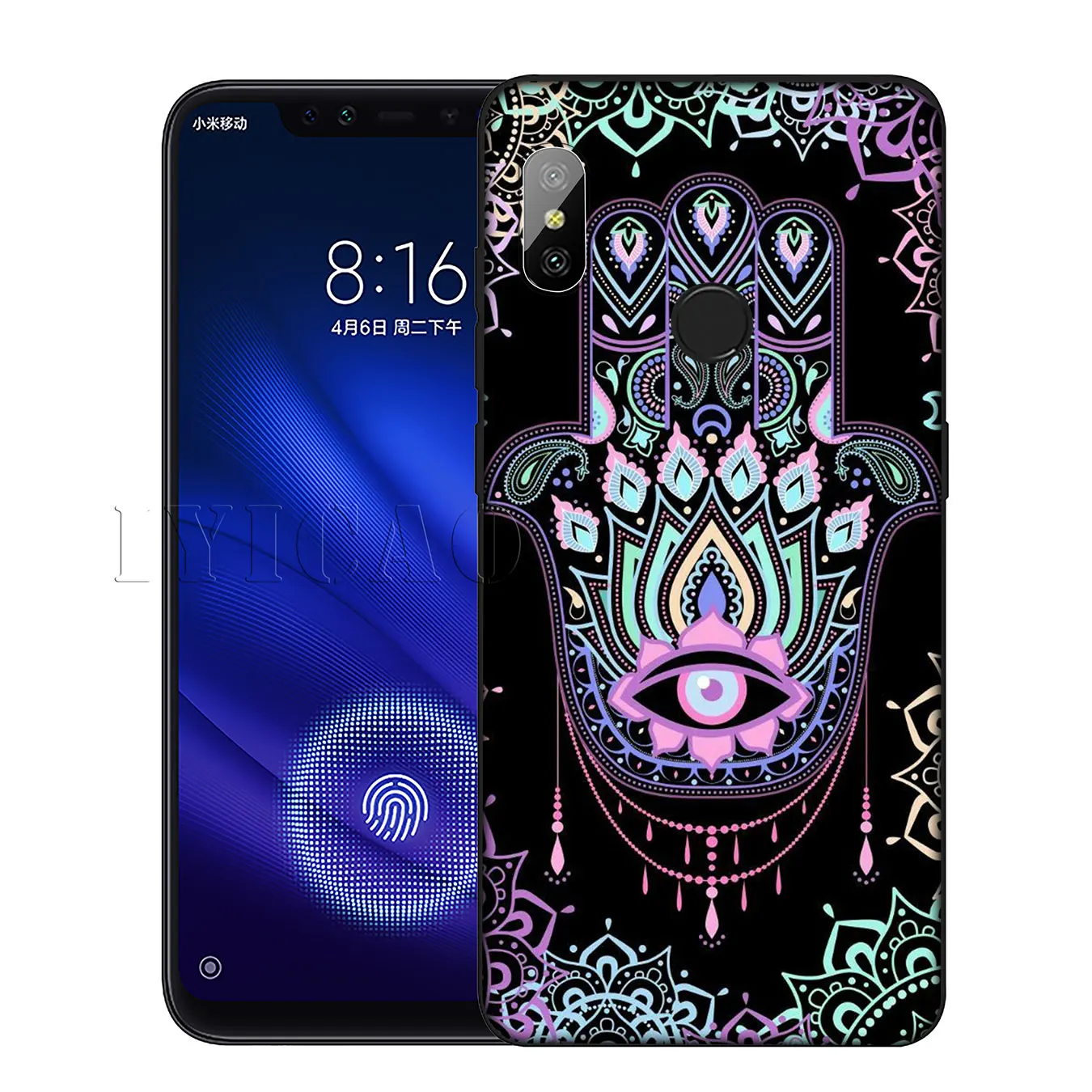 Блестящий силиконовый мягкий чехол IYICAO Hamsa для Xiaomi Redmi 6A 5A Note 8 7 4 4X 5 Plus 6 Pro черный из