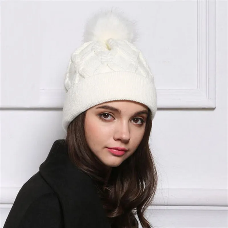 Осенью Gorro Для женщин шапочки с пом зимние Шапки для девочек капот женские