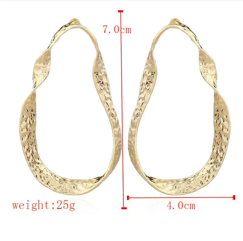 Oversized Big Hoop EarringsTrendy Gold Color Twisted Large Earrings for Women | Украшения и аксессуары