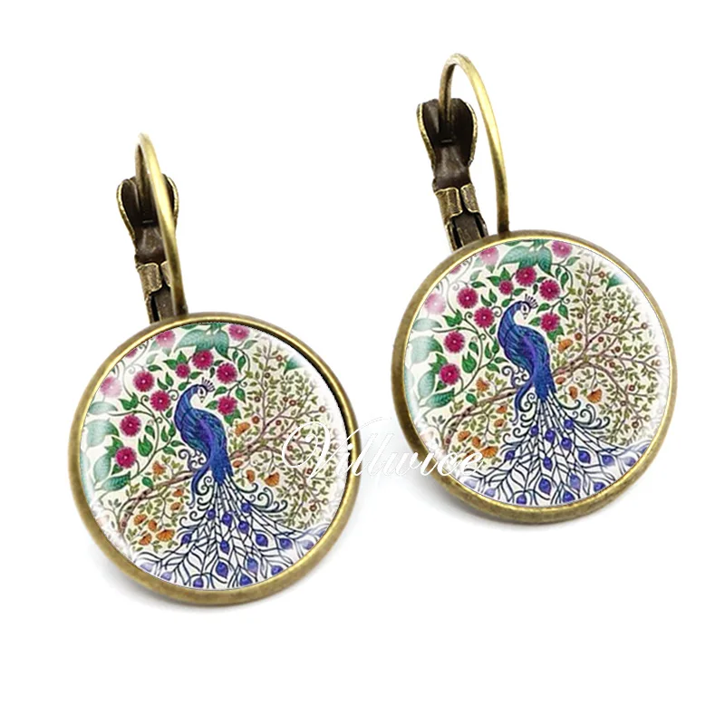 Новые красивые серьги с павлиньим стеклом кабошон для женщин модные серебряные