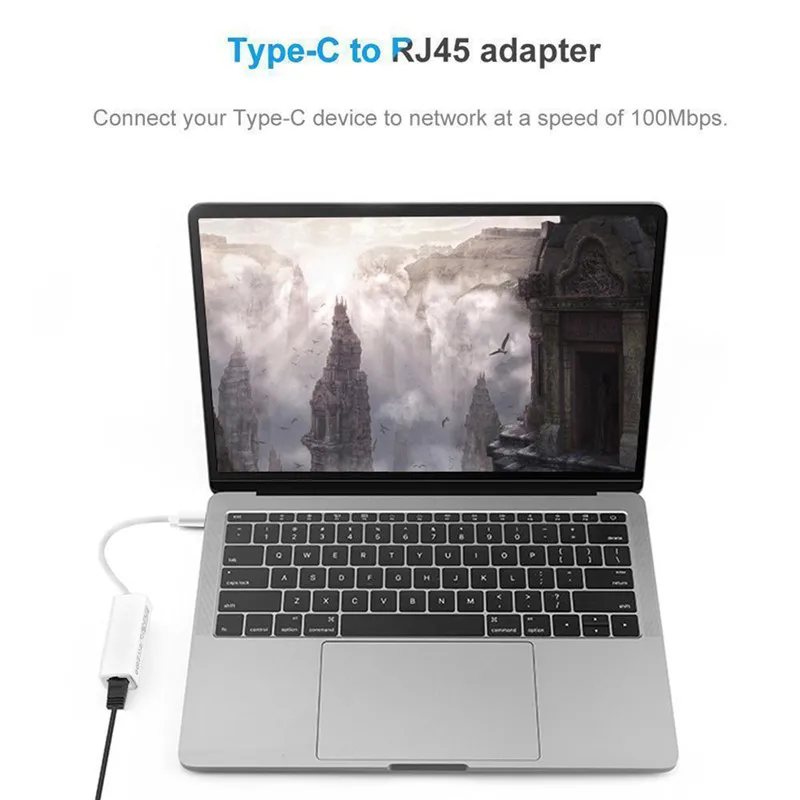 1 шт. USB C Тип RJ45 2 0 адаптер Lan Ethernet сетевой для Macbook портативных ПК белый кабель