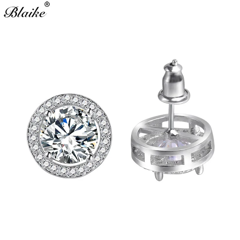 Женские серьги гвоздики в рождественской тематике Blaike круглые из серебра 925