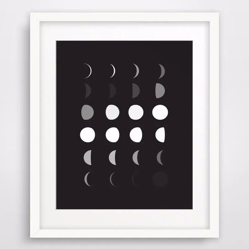 HOT Moon Phase Print Printable Wall Art Black and White Modern Picture Canvas Poster Oil Painting No Frame | Дом и сад