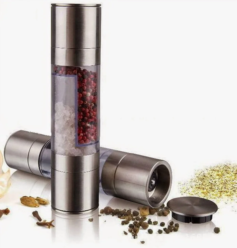 2 В 1 Из Нержавеющей Стали Ручной Перец Соль Spice Комбинат Шлифов Придерживайтесь