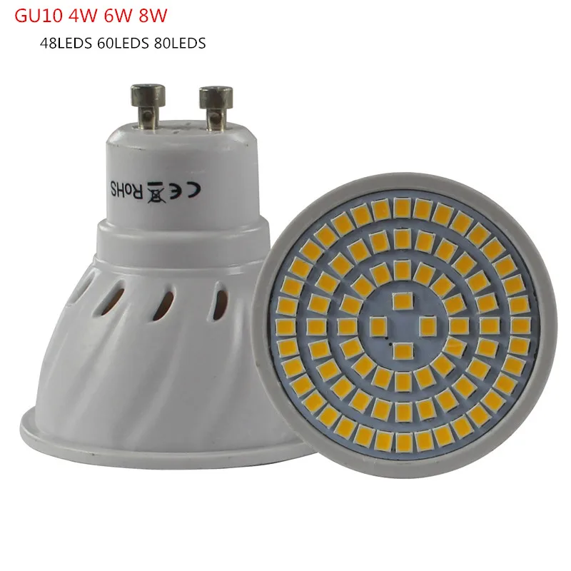20 шт. MR16 GU10 smd2835 светодиодный фонарик E27 220 В 230 Открытый Прожекторы 4 Вт 6 8 48 60leds 80