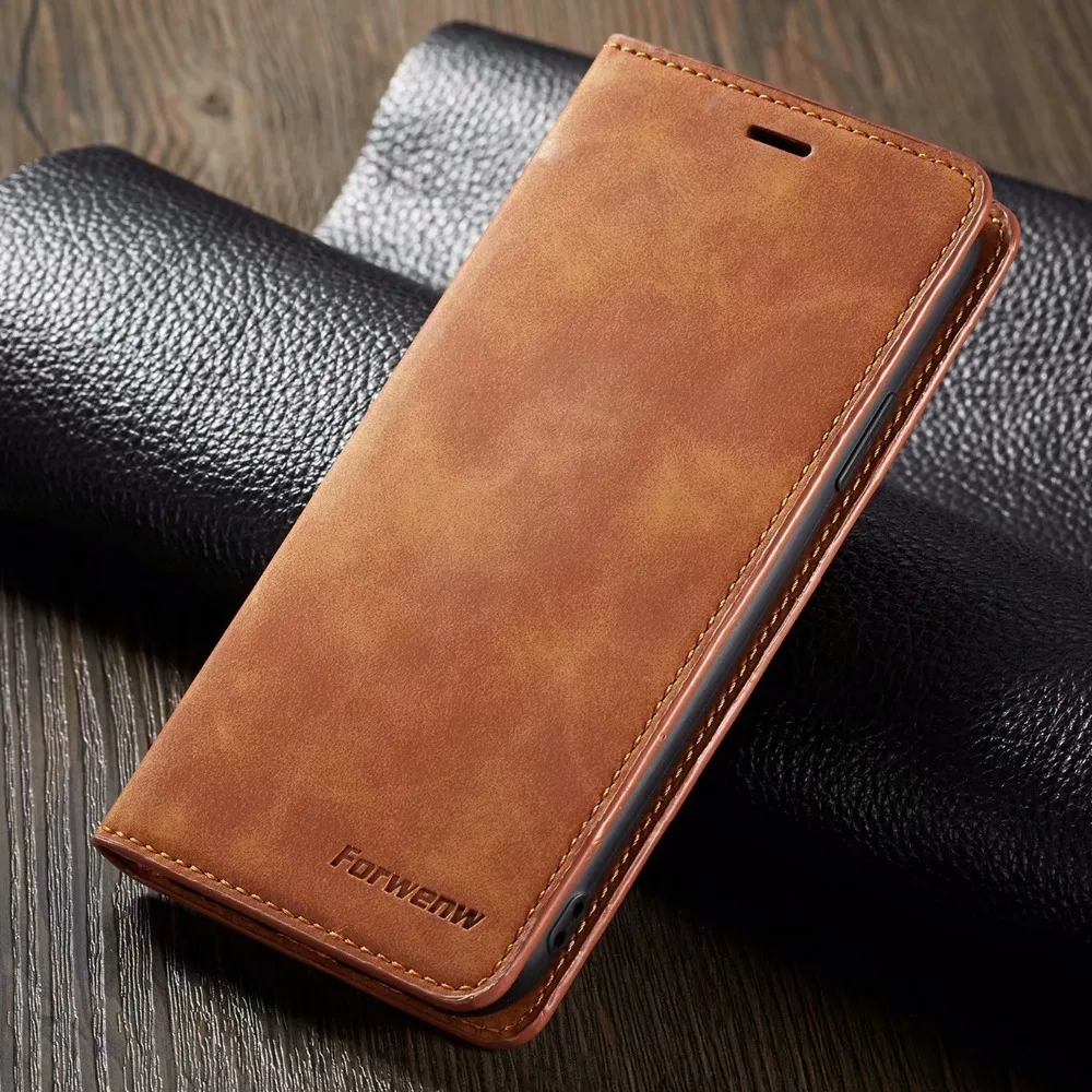 Кожаный чехол для iPhone X XR XS Max роскошный винтажный Магнитный бумажник с подставкой