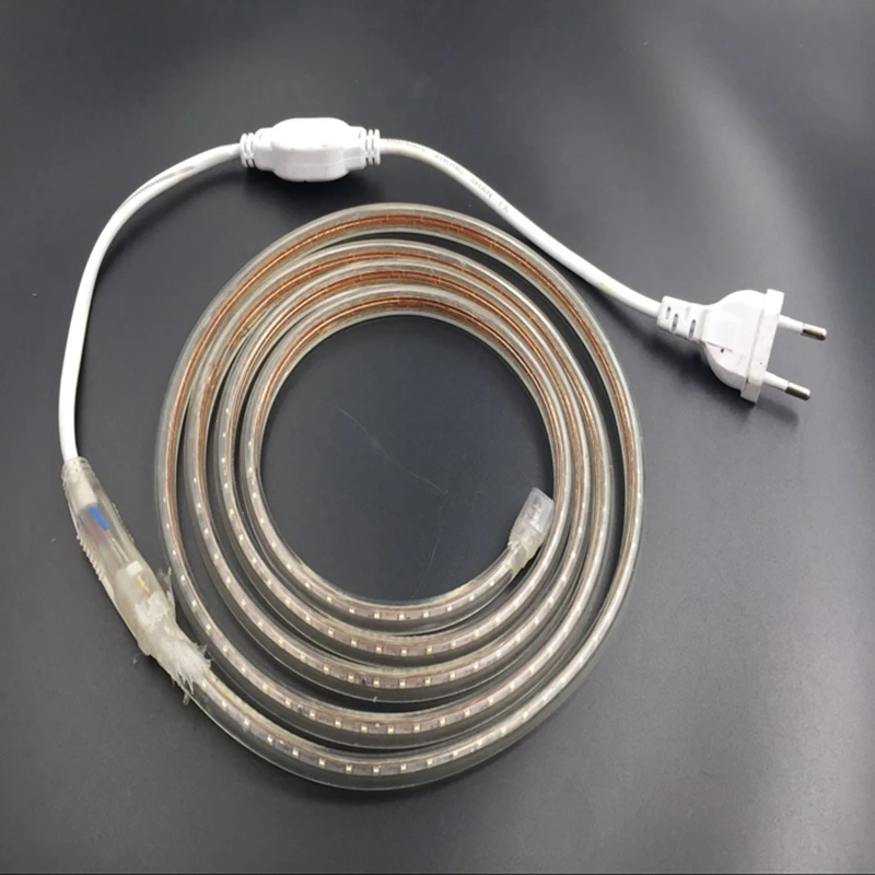 Kingoffer AC220V 120 Leds/m SMD 3014 Led Strip Lights Tape IP67 Waterproof +EU Power Plug Flexible Lighting for Home Party | Лампы и