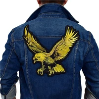 gold big eagle iron on patch embroidered applique sewing label punk biker patches clothes stickers apparel accessories badge