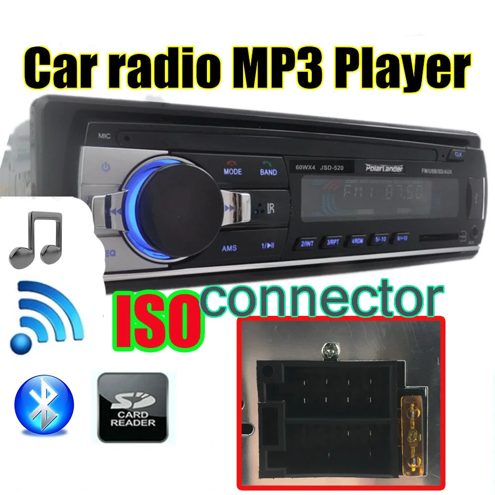 Автомобильный стерео радио JSD 520 MP3/WMA/WAV плеер Bluetooth горячая Распродажа напольная цена FM/SD/USB/AUX несколько эквалайзеров 1 DIN 12V
