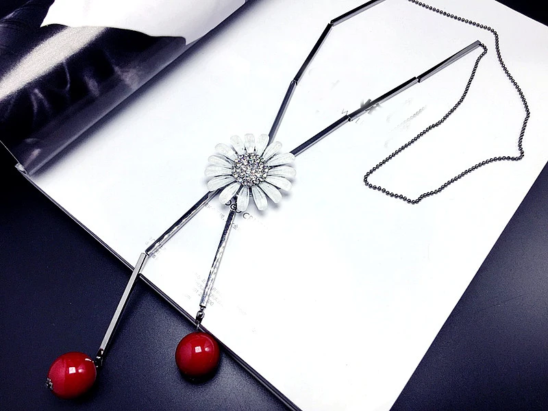 Для женщин солнце цветочный кристалл регулируемой длинной цепью ожерелья