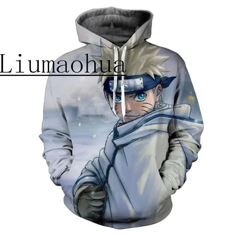 Liumaohua2018new герои мультфильмов uzumaki Naruto/Саске 3D Аниме свитер с капюшоном Для мужчин Для женщин верхняя одежда с длинными рукавами Повседневная тянуть - Цвет: Золотой
