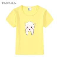 children fashion cartoon tooth design t shirts kids baby cute clothes boys girls summer casual funny tops tees