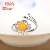 wholesale 925 sterling silver adjustable flower ring base setting with 6 8mm round cabochon ring base blanks setting diy jewelry