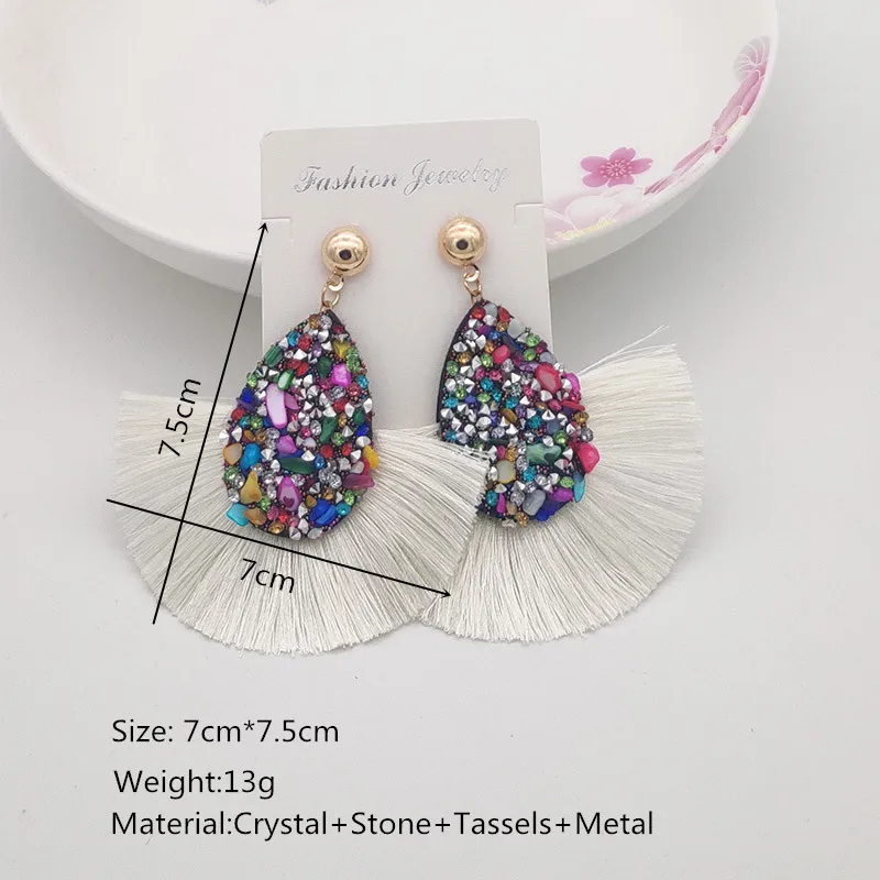 

2019 Fashion Rhinestone Tassel Earrings Women's Luxury Crystal Geometry Statement Earrings Long Fringe Drop Earrings